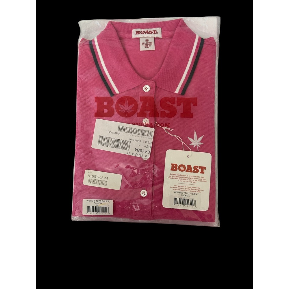 Boast Polo Fuchsia Tennis Golf Polo Leaf Logo Women's Size Medium Pink Mary Jane